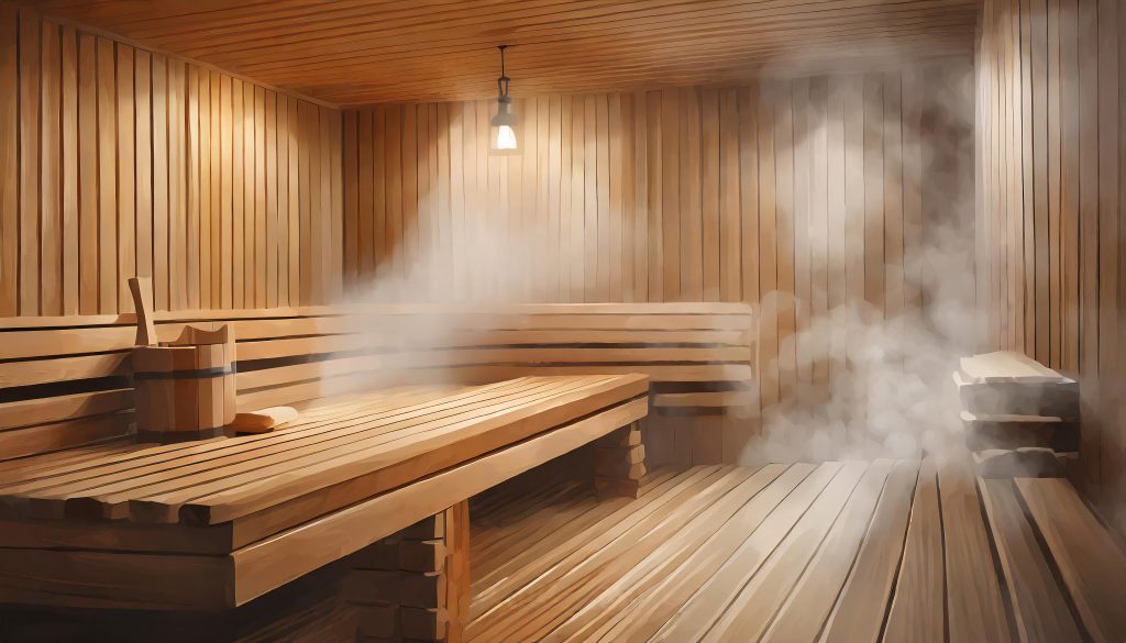 wooden sauna with steam_apartments with sauna