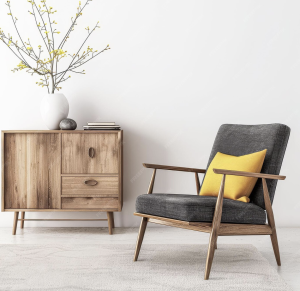 trendy gray chair in a white background_furniture stores in nashville tn