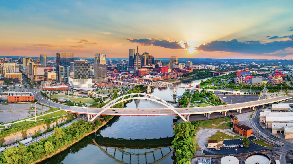 nashville landscape with a drone_nashville apartments