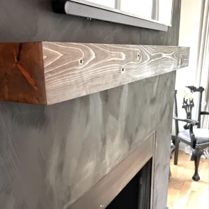 wooden shelf with a gray backgroundf_