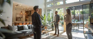 real estate agent showcasing a couple an apartment, open windows, light_apartment insiders charlotte nc